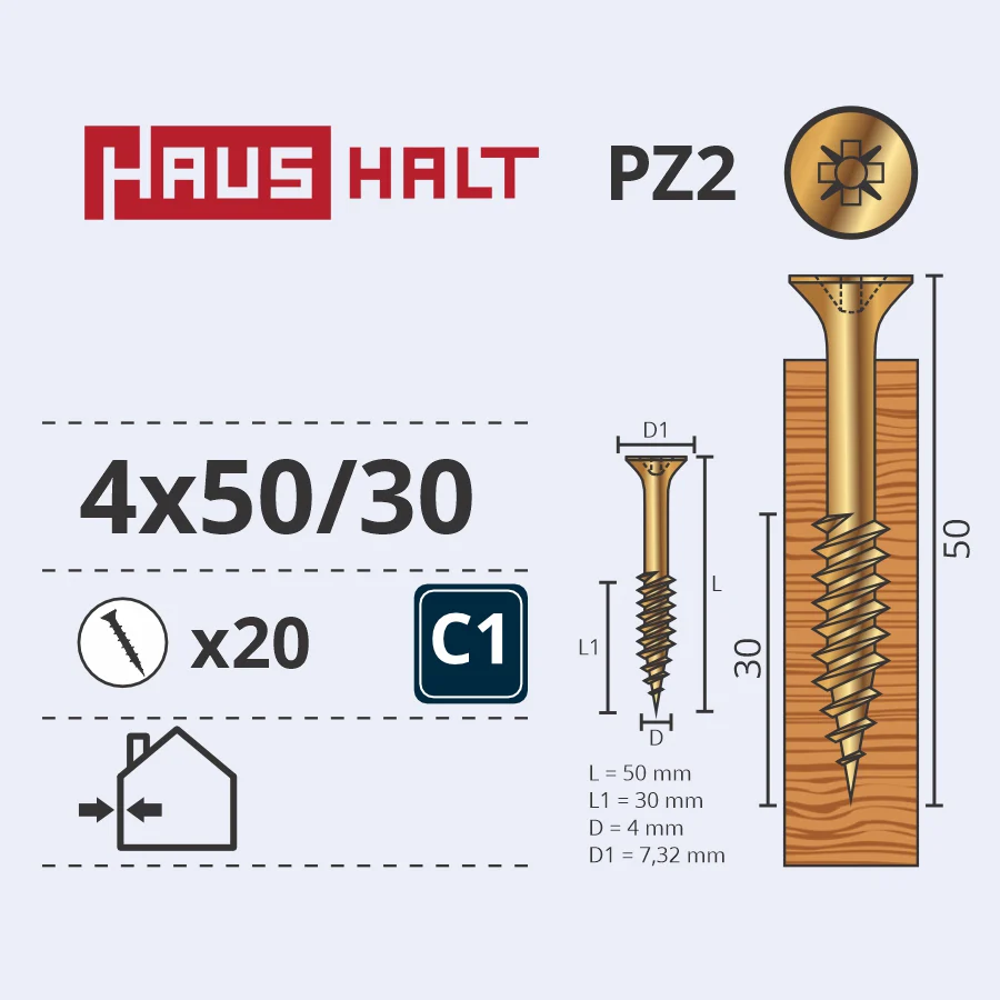 SKRŪVE KOKAM 4.0X50/30 Y ZP20GAB G1