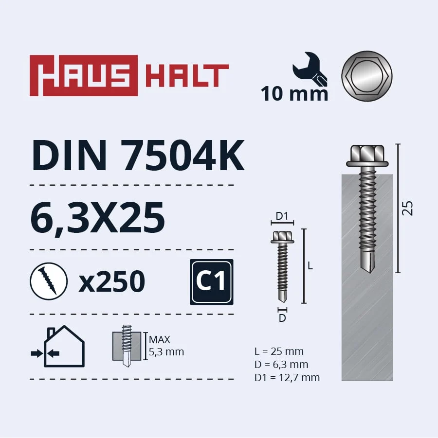 САМОРЕЗ 6,3X25 DIN7504K ZN (250)