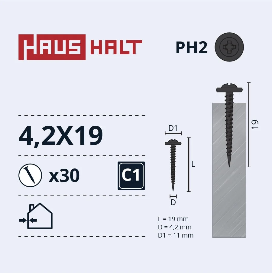 SCREW SELF-TAP.4.2X19 MET+PHOSPH 30PCS BL