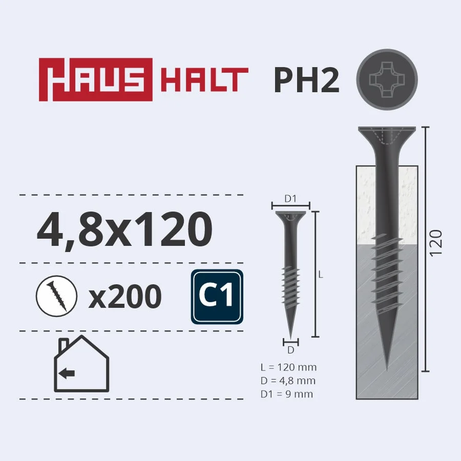 SCREW FOR DRYWALL METAL 4.8X120/60 (200)