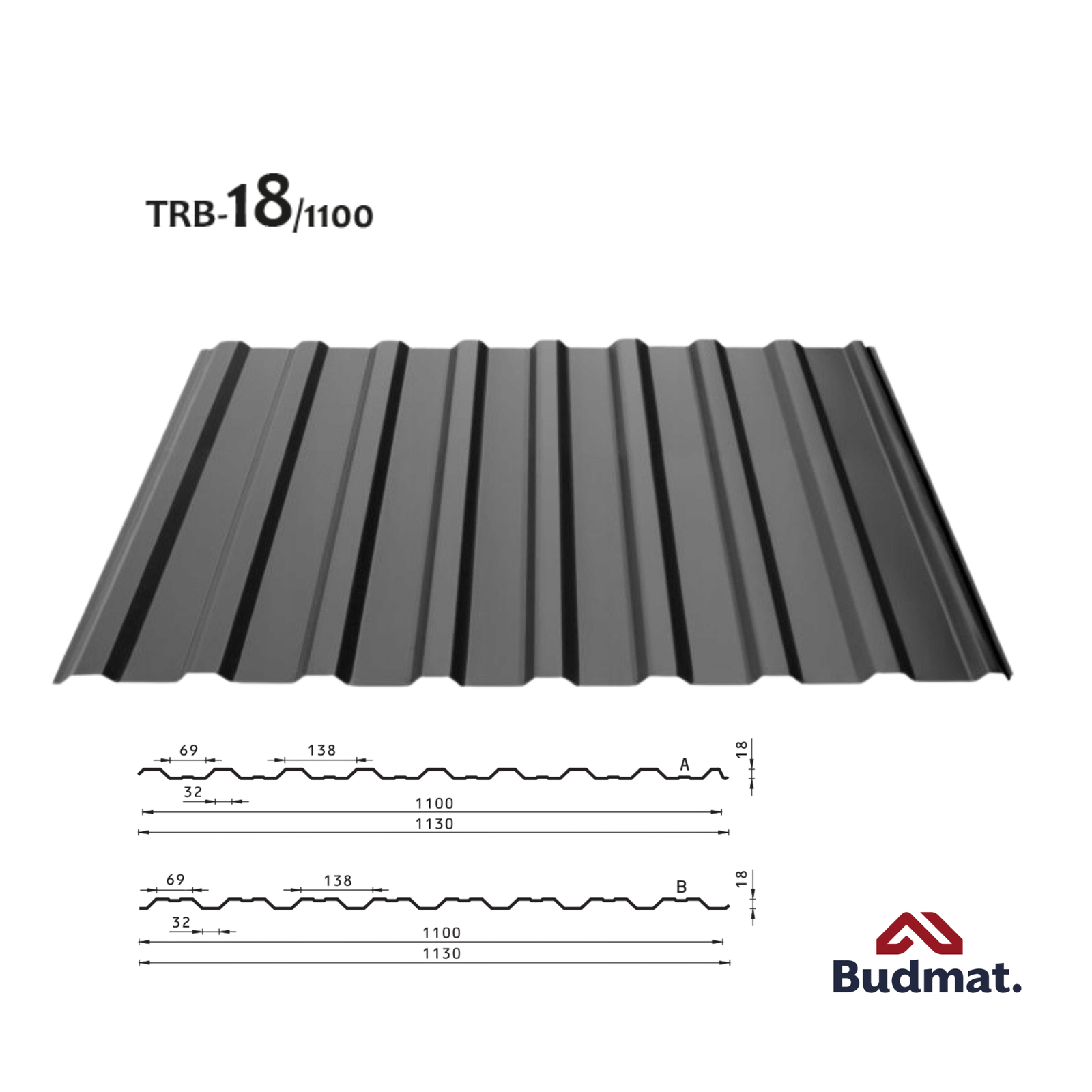 BUDMAT trapecveida jumta un fasādes profili TRB - 18/1100